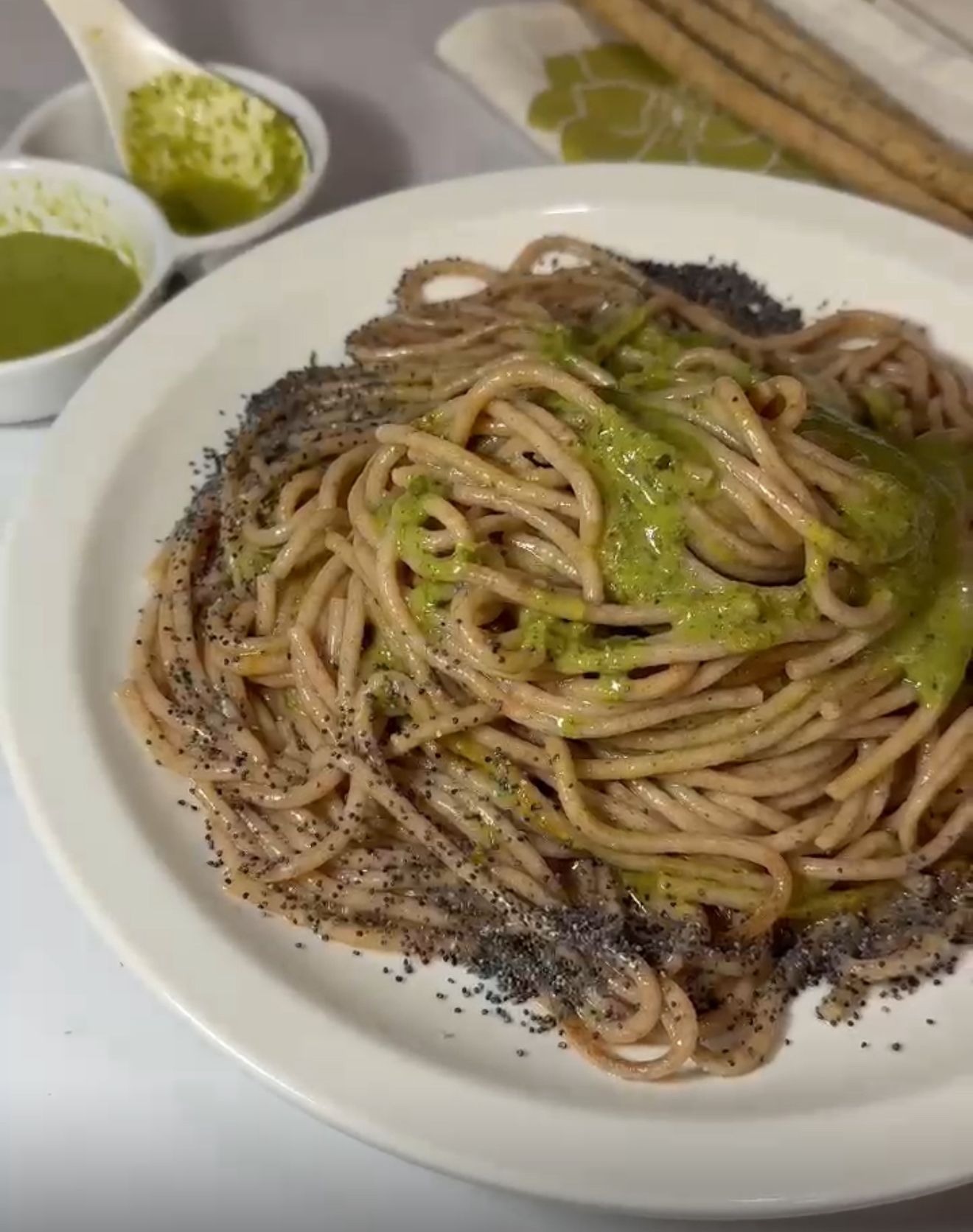 Fideos Integrales al Pesto